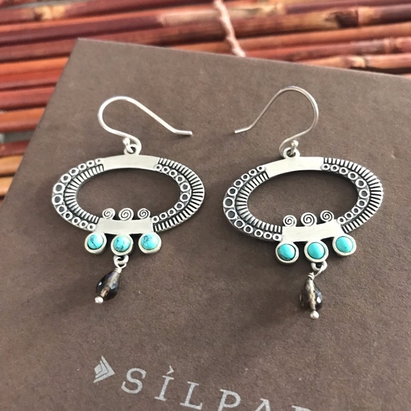 Silpada Sterling Silver Oval Turquoise Earrings - Picture 1 of 7